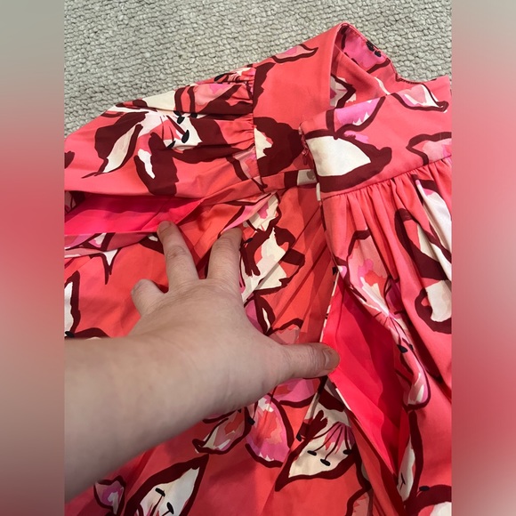 KATE SPADE Pink Floral Skirt Tiger Lily Flower Midi Antilles Bubble High Waist 4 - Picture 12 of 13